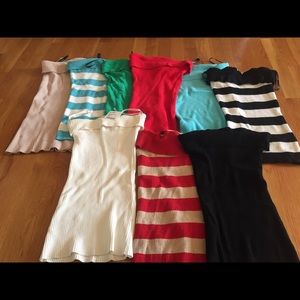 Beautiful sweater knit strapless Bebe tops.